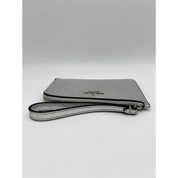 NWT Kate Spade Lucy Metallic Silver Small Leather Zipper Wristlet KJ031 - Picture 4 of 9